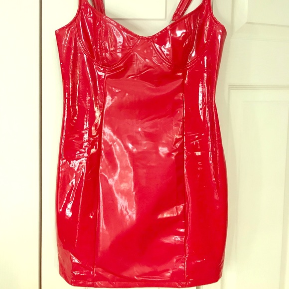Red pleather body con dress - Picture 1 of 5